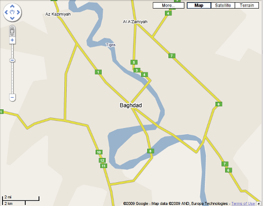 Bagdad på Google Maps