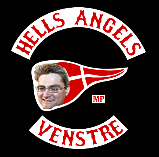 Søren Pind som Hells Angels-logo