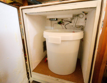 Beer brewing climate box, inside view.